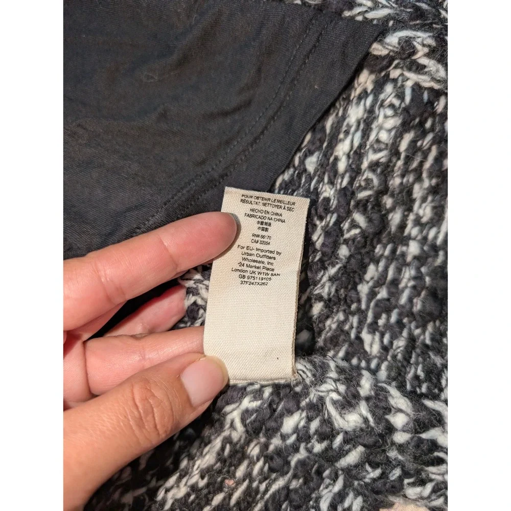 Free People Last Dance Duster Womens S Cotton Wool Blend Black White Coat Boho